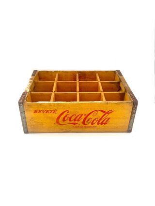 Cassetta Coca-Cola vintage in legno con divisori anni ’60–’70