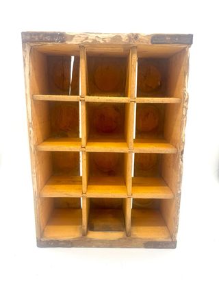 Cassetta Coca-Cola vintage in legno con divisori anni ’60–’70