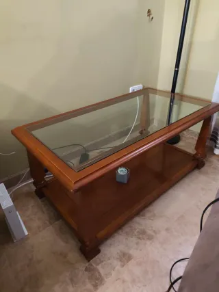 Comedor completo madera y cristal