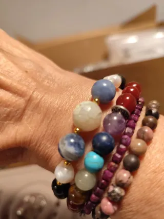 Pulsera Obsidiana, Sodalita, Ágata y Perlas