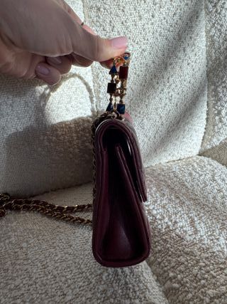 Bolso Chanel Classic Mini Top Handle Burdeos