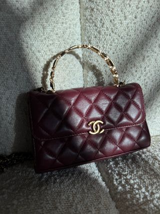 Bolso Chanel Classic Mini Top Handle Burdeos