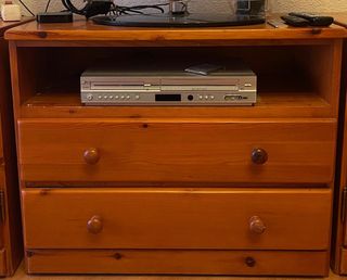 Mueble TV madera pino 2 cajones