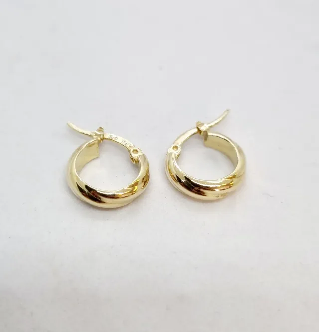 Pendientes Aro en plata Ley Bañados en Oro 18k.