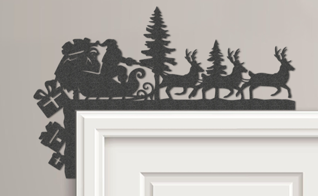 Adorno Esquina Puerta Papá Noel y Renos