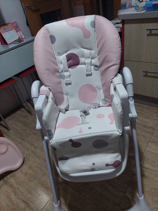 Trona bebé rosa y blanca