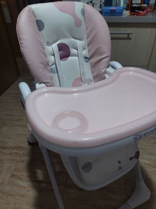 Trona bebé rosa y blanca