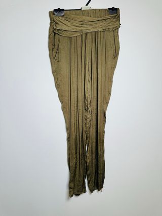 Pantalón Harem Zara Talla S Verde Oliva