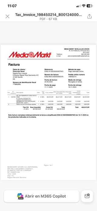 Portátil HP con factura, estropeado con arreglo