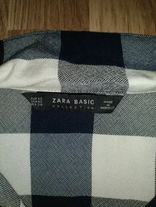 Camisa Larga Cuadros Vichy Zara Basic Talla XS