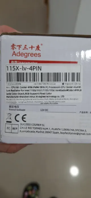 Disipador CPU con ventilador y soporte