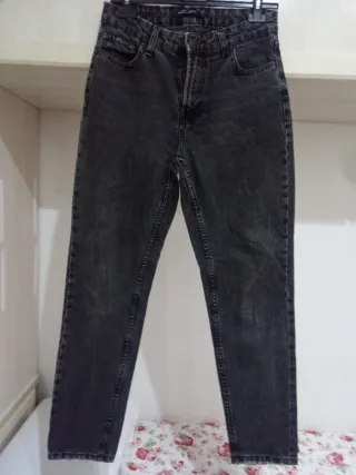 Pantalón vaquero mujer Bershka gris oscuro