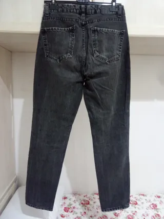 Pantalón vaquero mujer Bershka gris oscuro