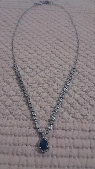 Collar Plata Zafiro India antiguo