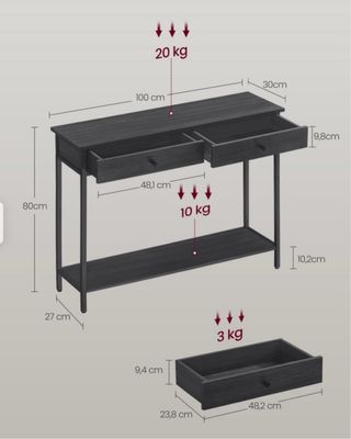 Mesa de consola con 2 cajones