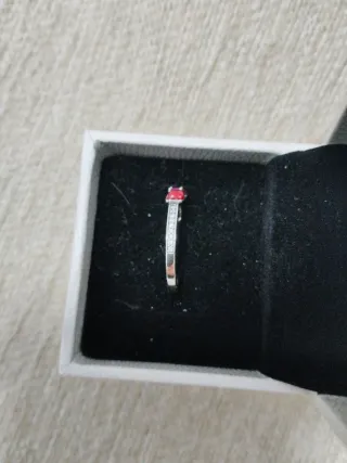 Anillo Plata Lazo Rojo y Rosa