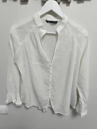 Camisa Zara Blanca Mujer Talla M