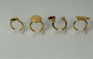 4 anillos baño de oro ajustables