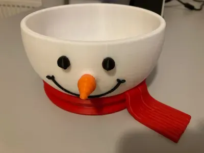 Tazón Muñeco de Nieve Blanco y Rojo