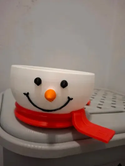 Tazón Muñeco de Nieve Blanco y Rojo