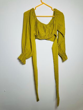 Top Crop Shein Boho Verde Oliva Talla S