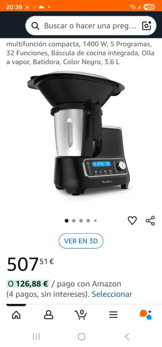 Robot Cocina Moulinex Multifunción Negro