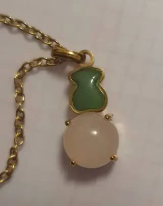 Colgante Tous Oso Rosa y Verde Dorado