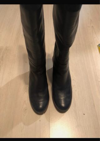 Stivali in pelle blu con zeppa