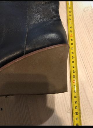 Stivali in pelle blu con zeppa