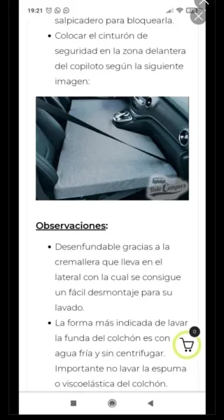 Cama plegable Asiento Delantero Camper