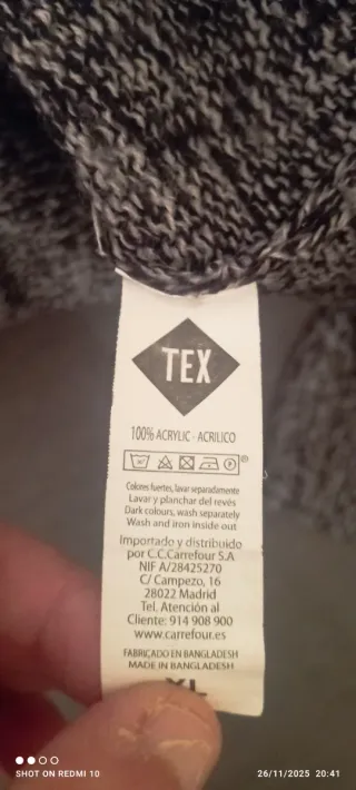 Jersey cuello redondo gris y negro talla XL