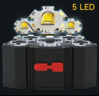 Linterna Frontal potente de 5 LED Recargable