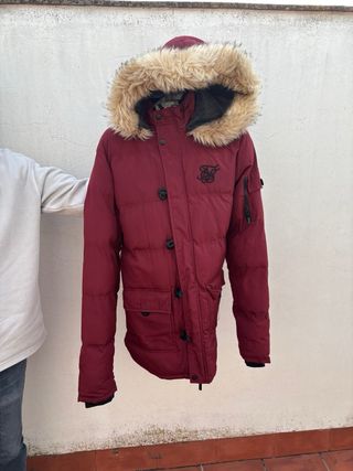 Chaquetón SikSilk Granate con Gorro de Pelo