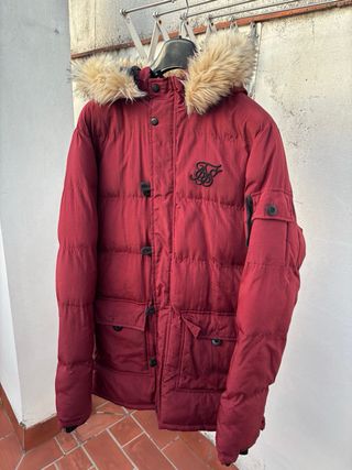 Chaquetón SikSilk Granate con Gorro de Pelo