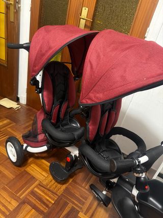 Triciclo Gemelar Rojo con negro como nuevo perfect