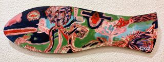 AFMolina. Pez 2. Óleo sobre tabla. 45x20.