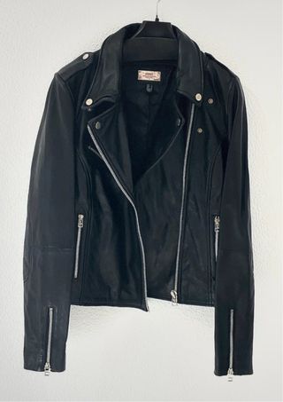 Cazadora negrabiker d suavísima Piel Ovino sin uso