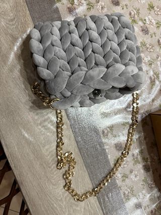 Borsa Mashmallow grigio e oro