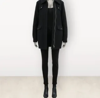 Chaquetón paño negro bolsillos T.XS