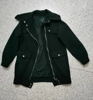 Chaquetón paño negro bolsillos T.XS