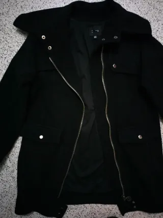 Chaquetón paño negro bolsillos T.XS