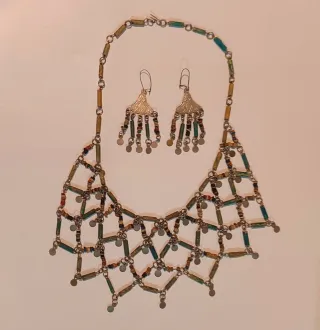 Conjunto collar y pendientes vintage/80 artesanal