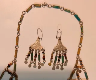 Conjunto collar y pendientes vintage/80 artesanal