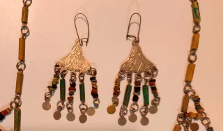 Conjunto collar y pendientes vintage/80 artesanal