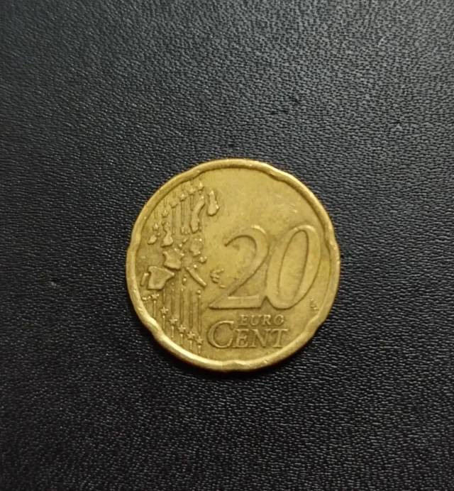 Moneda 20 céntimos Euro Austria 2002 con errores.