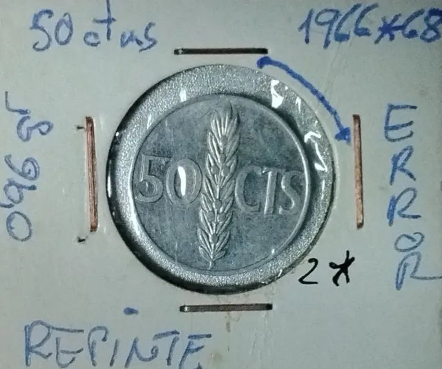 Moneda 50ctms Spagna 1966*68 con errore