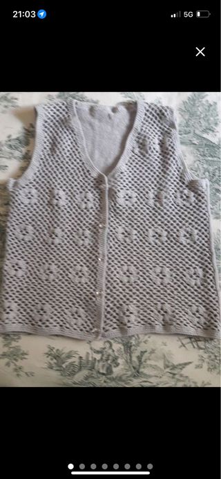 Chaleco de ganchillo gris talla única