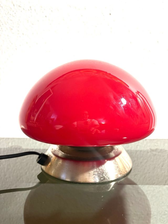 LAMPADA FUNGO ROSSA IN METALLO E CRISTALLO