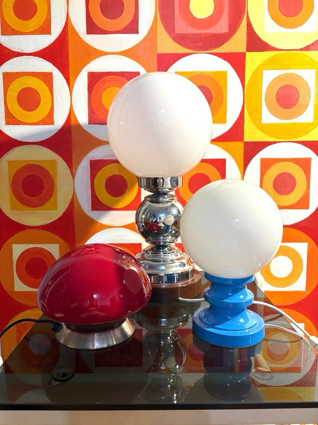 LAMPADA FUNGO ROSSA IN METALLO E CRISTALLO