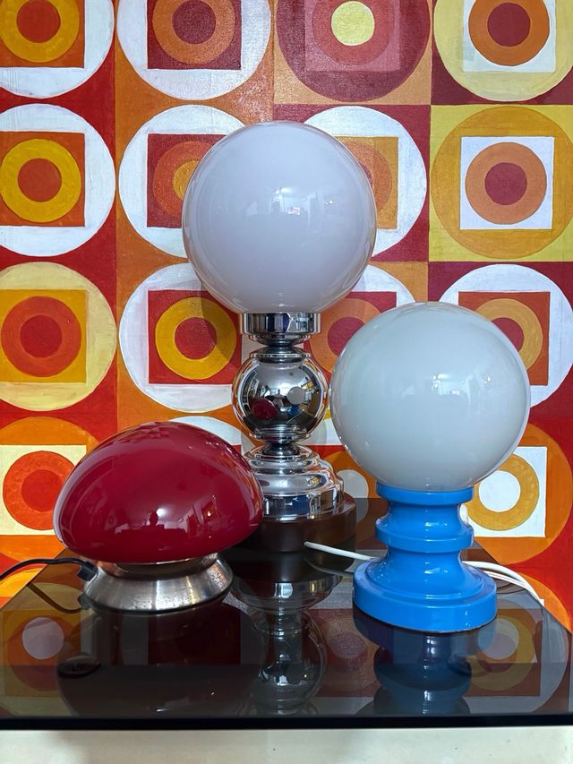 LAMPADA FUNGO ROSSA IN METALLO E CRISTALLO